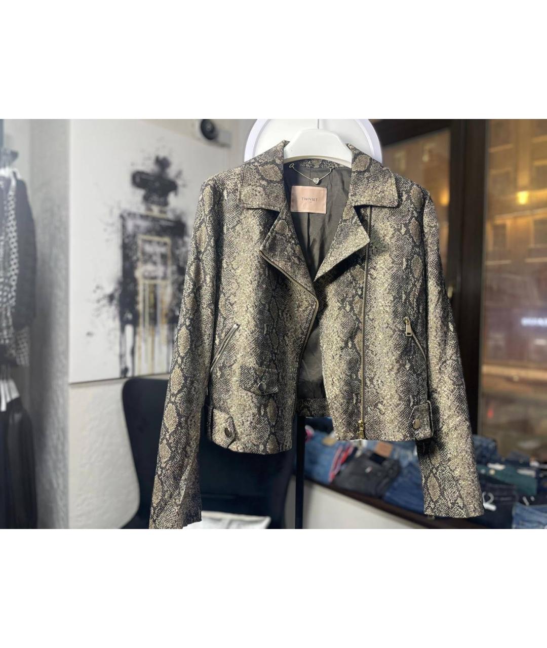 TWIN-SET Золотой хлопко-эластановый костюм с брюками, фото 5