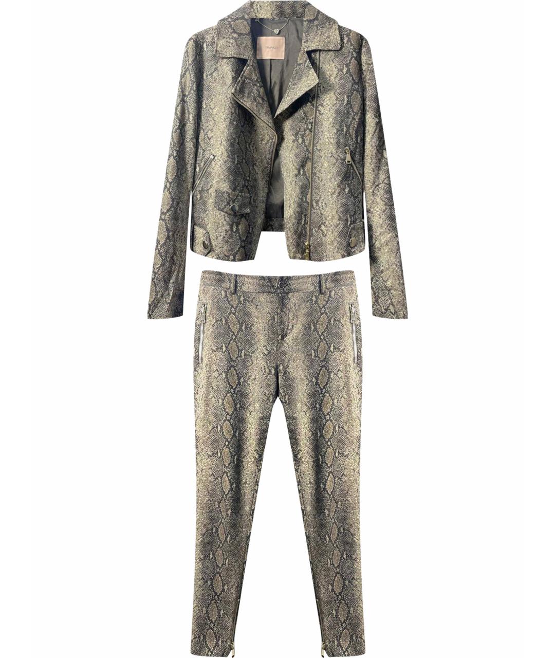 TWIN-SET Золотой хлопко-эластановый костюм с брюками, фото 1