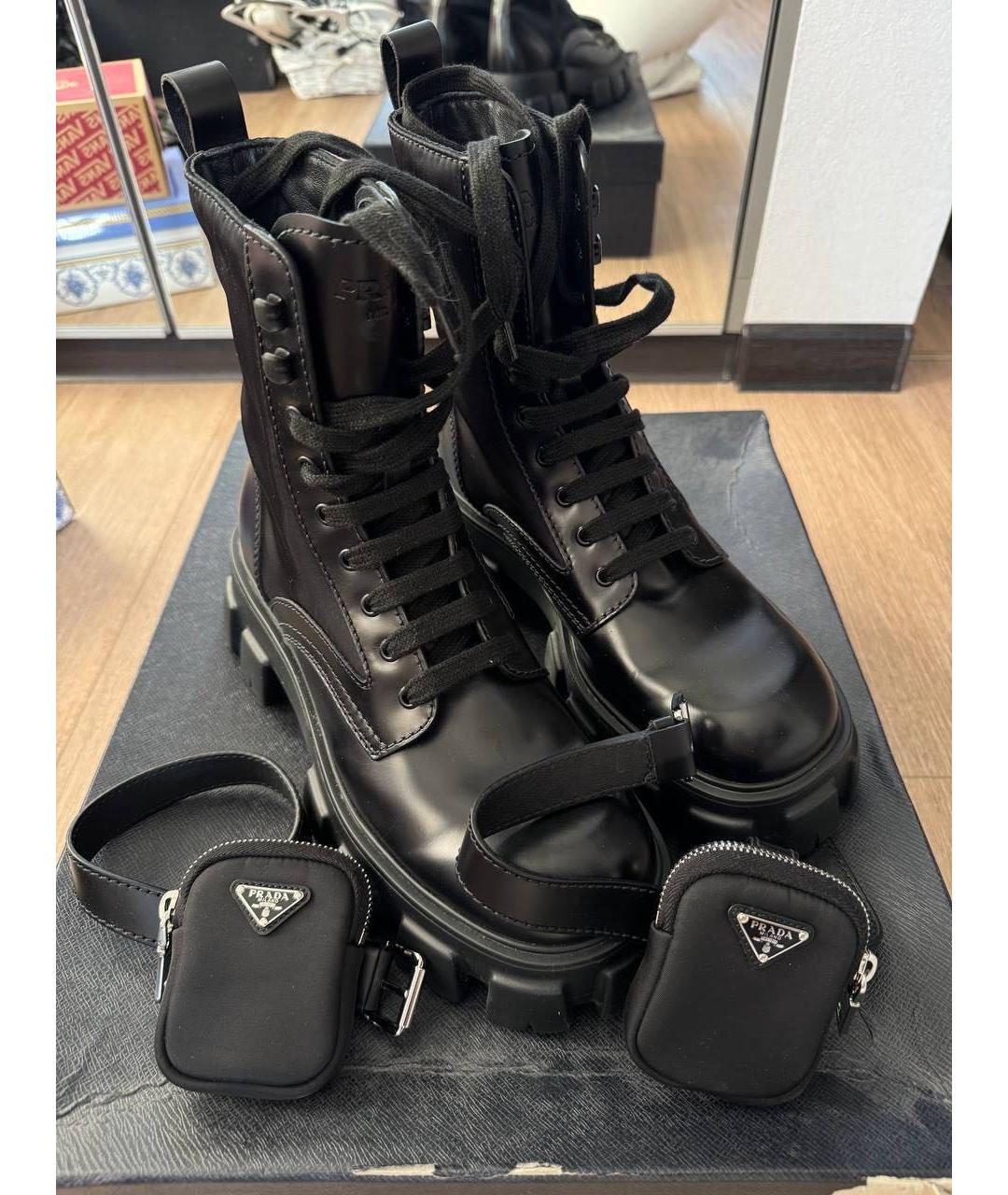PRADA Черные кожаные ботинки, фото 6
