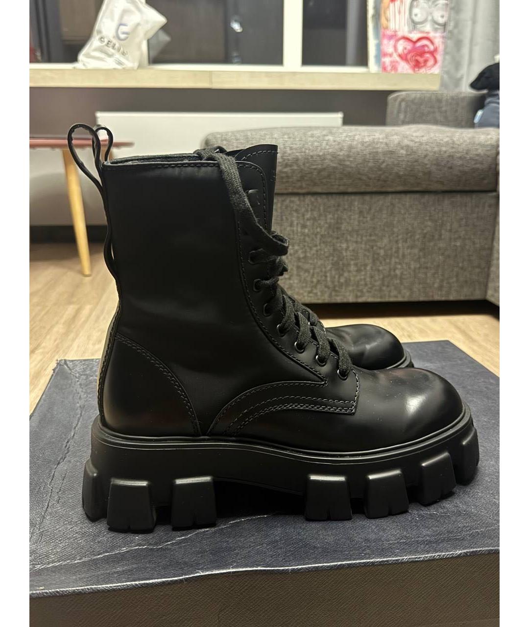 PRADA Черные кожаные ботинки, фото 9