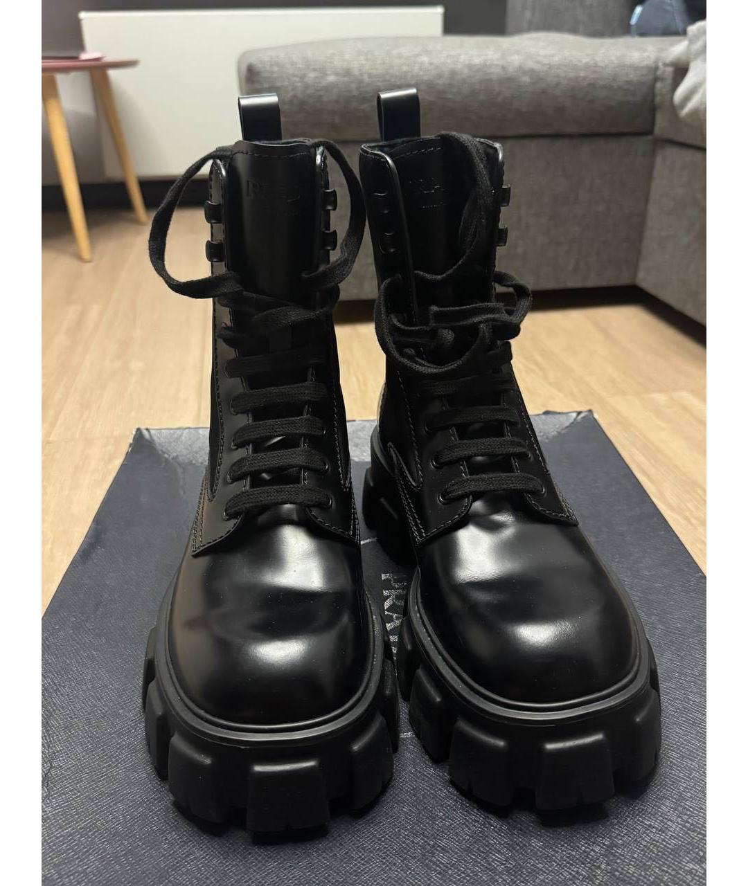 PRADA Черные кожаные ботинки, фото 2