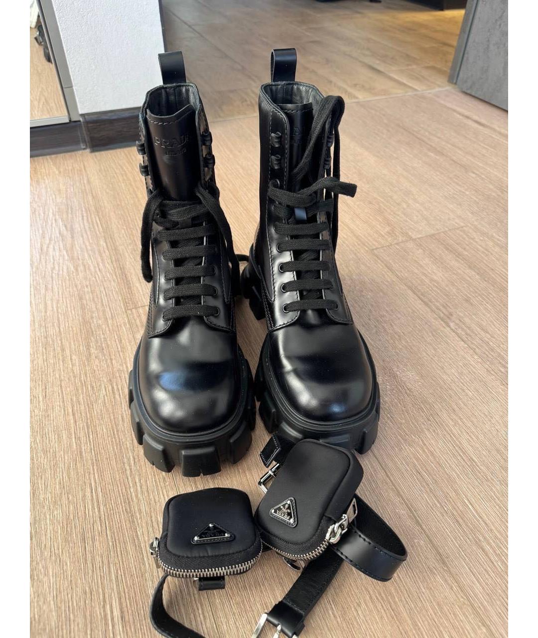 PRADA Черные кожаные ботинки, фото 3