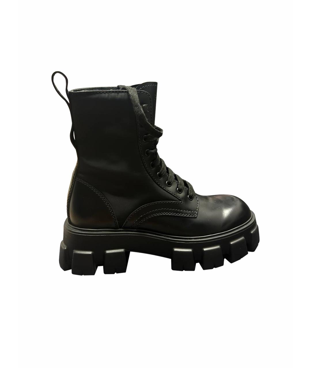 PRADA Черные кожаные ботинки, фото 1