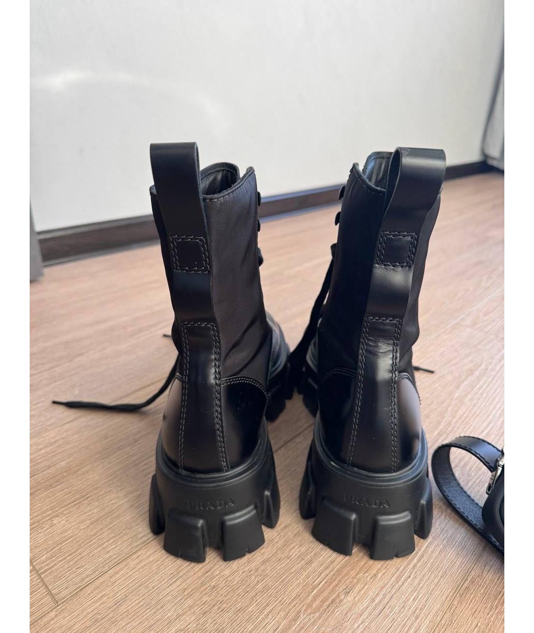 PRADA Черные кожаные ботинки, фото 4