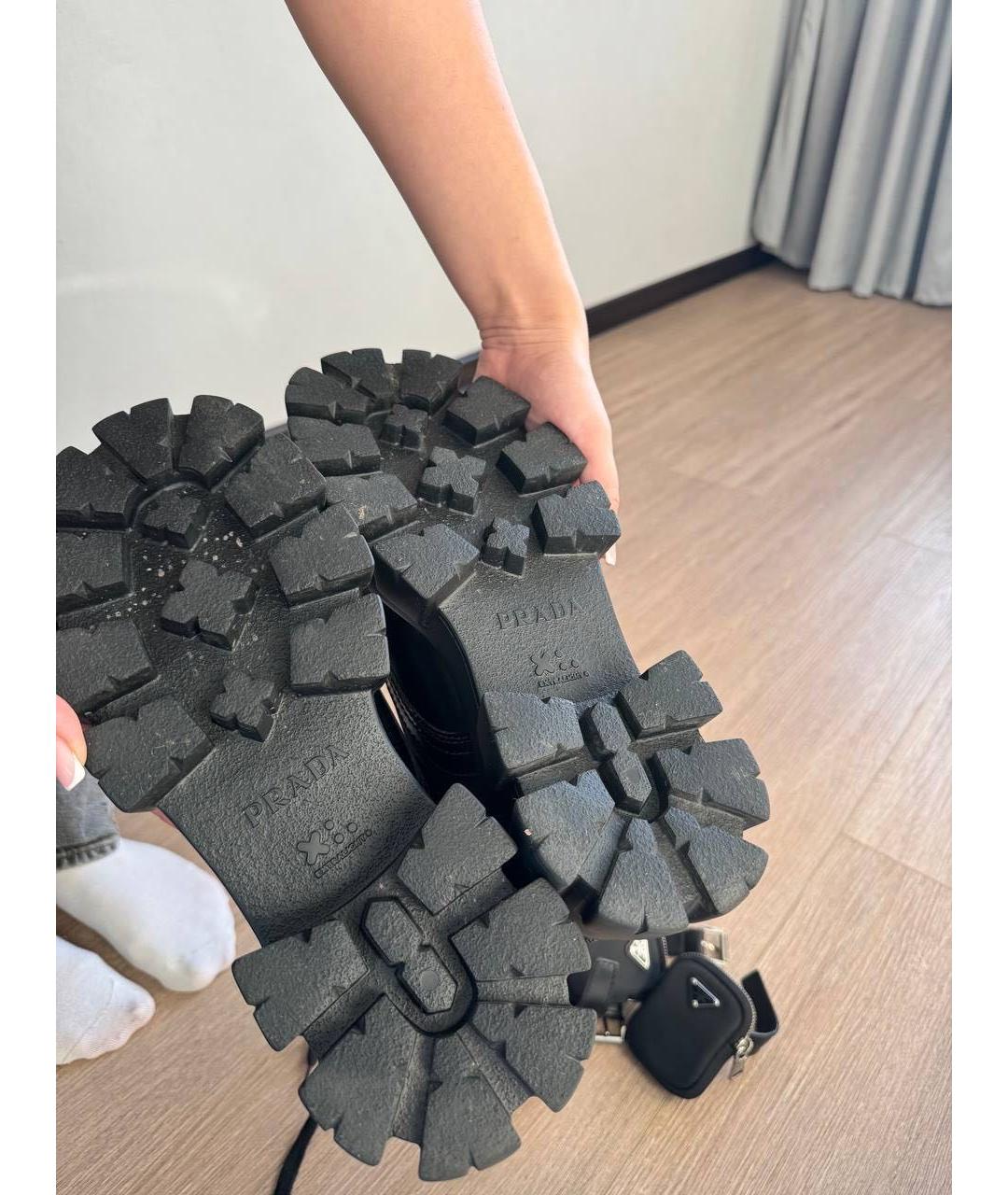 PRADA Черные кожаные ботинки, фото 5