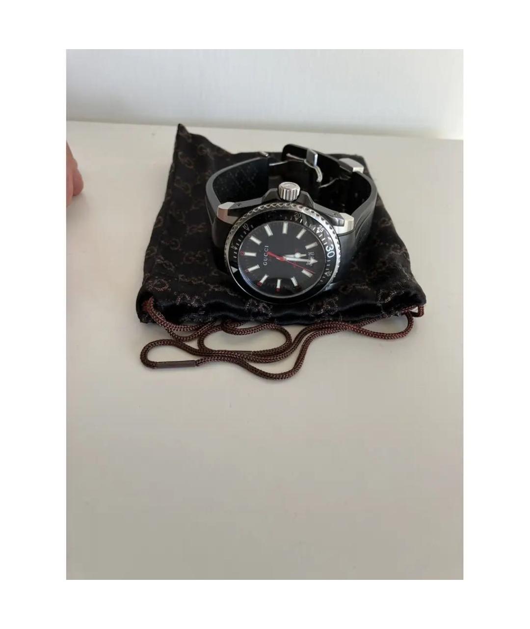 GUCCI Черные стальные часы, фото 5