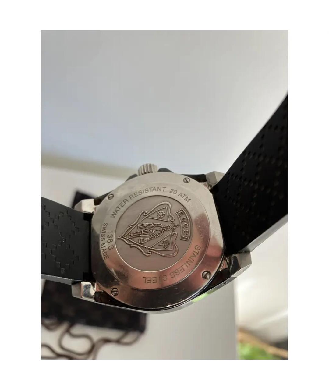 GUCCI Черные стальные часы, фото 4