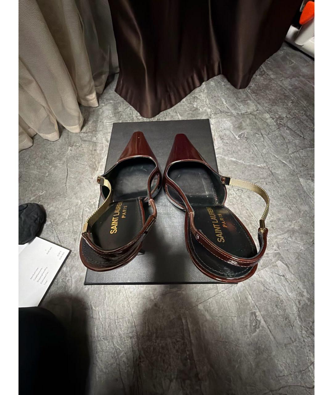 SAINT LAURENT Бордовые туфли из лакированной кожи, фото 3