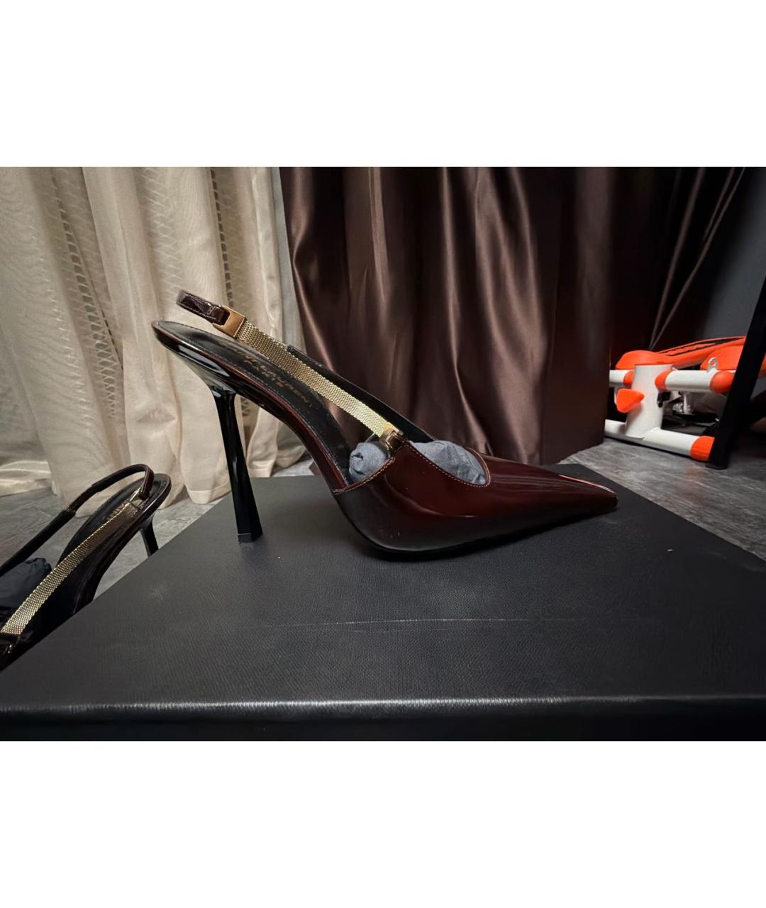 SAINT LAURENT Бордовые туфли из лакированной кожи, фото 7