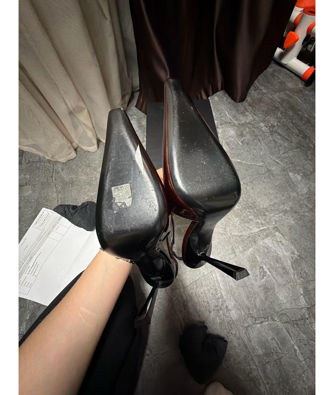 SAINT LAURENT Бордовые туфли из лакированной кожи, фото 5