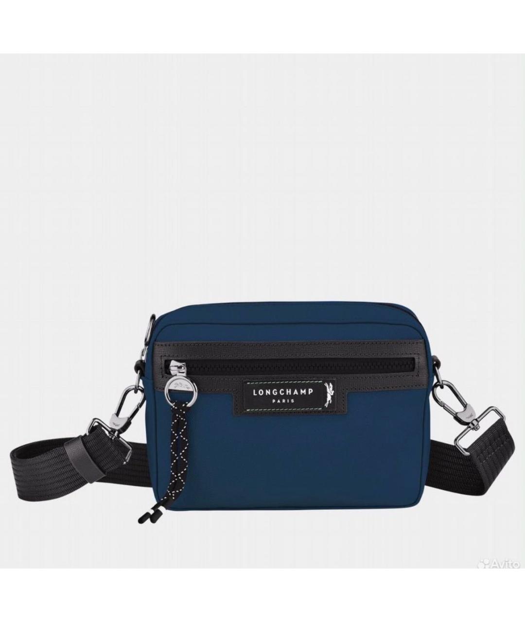 LONGCHAMP Темно-синяя тканевая сумка на плечо, фото 5
