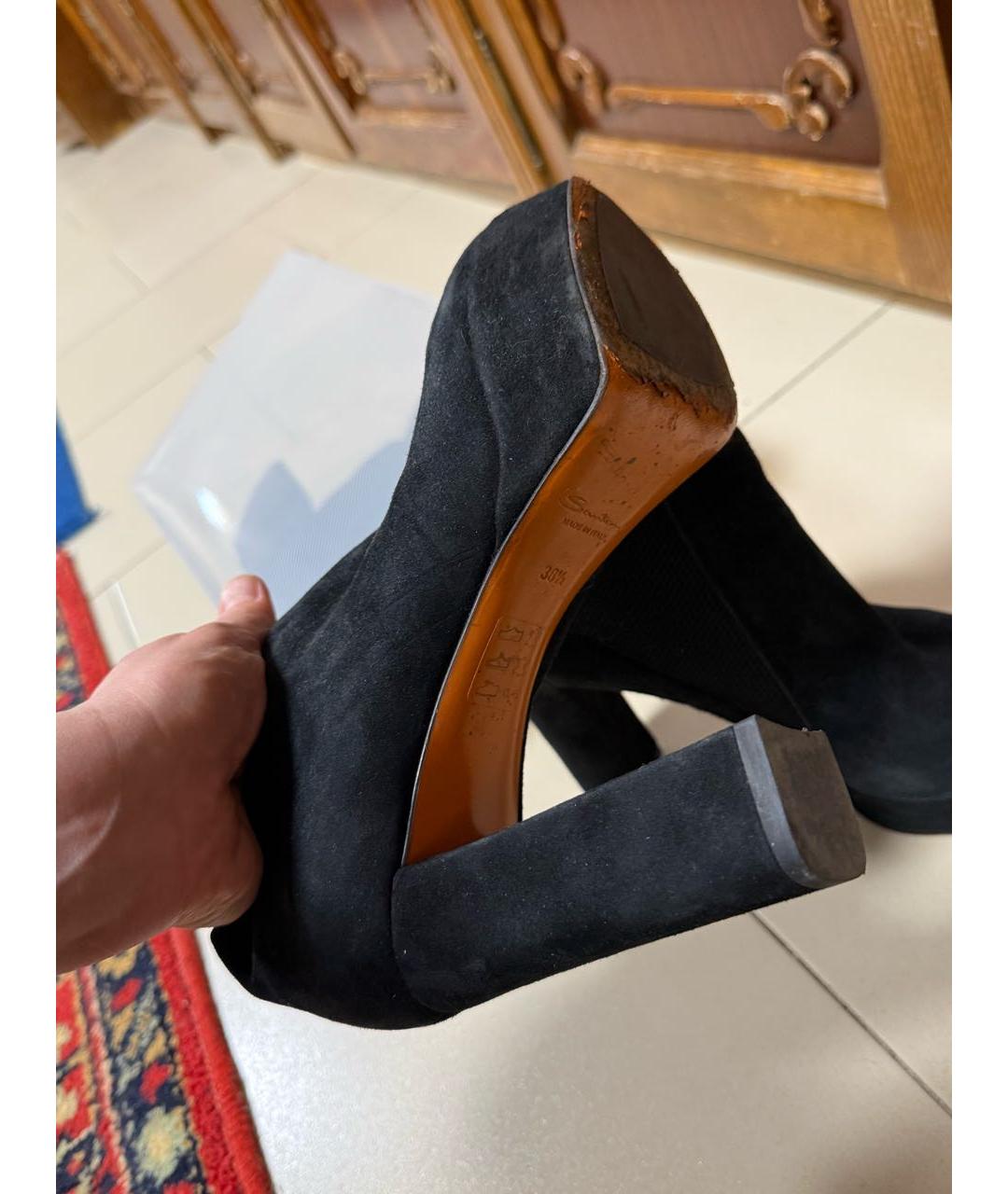 SANTONI Черные замшевые ботильоны, фото 8