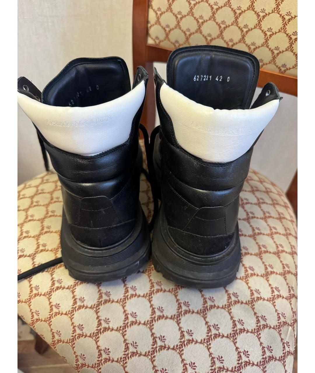 ALEXANDER MCQUEEN Черные кожаные высокие ботинки, фото 4