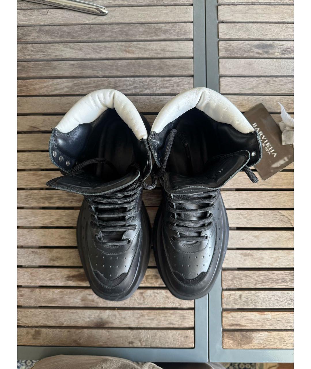 ALEXANDER MCQUEEN Черные кожаные высокие ботинки, фото 2