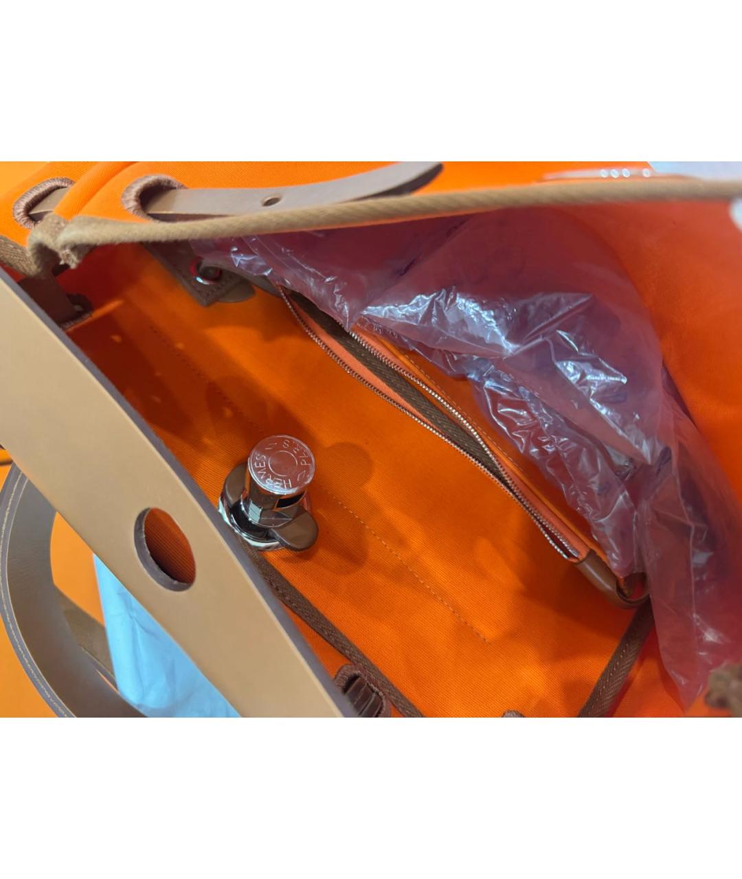 HERMES Оранжевая сумка с короткими ручками, фото 8