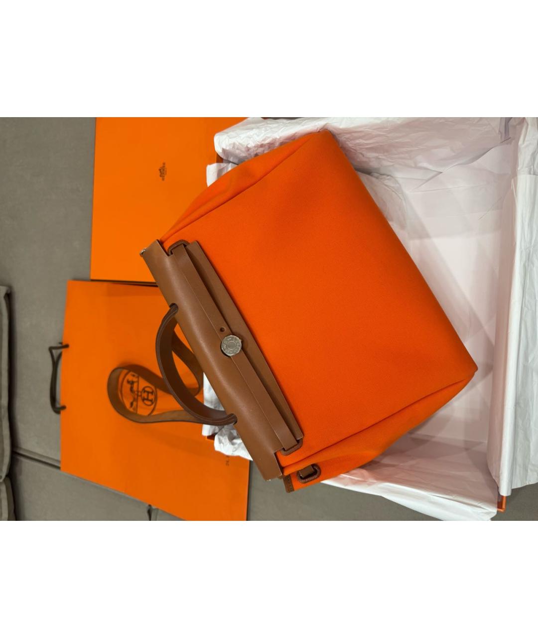 HERMES Оранжевая сумка с короткими ручками, фото 7