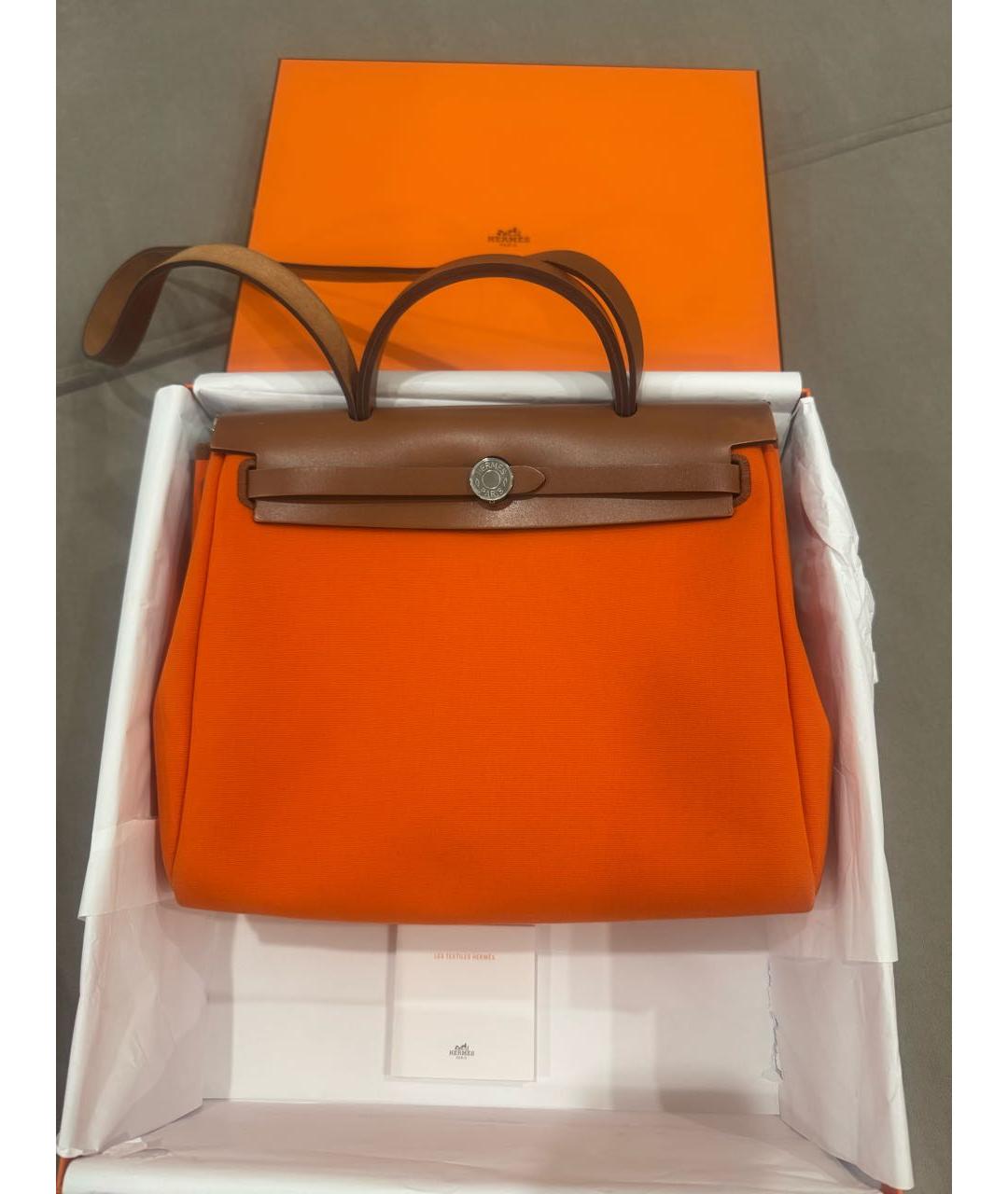 HERMES Оранжевая сумка с короткими ручками, фото 9