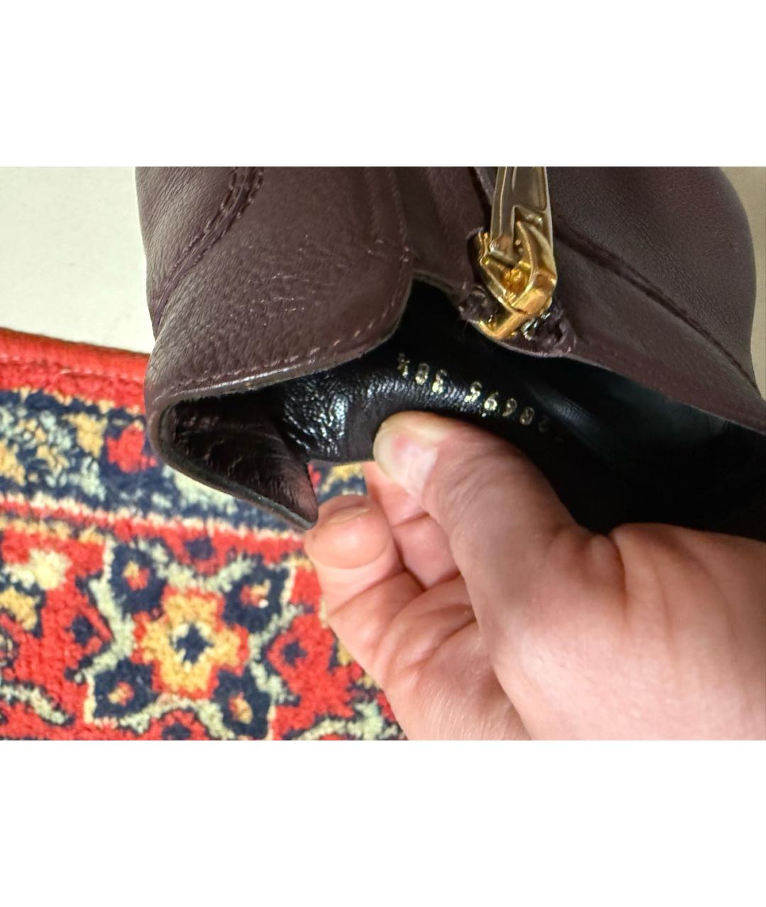 SAINT LAURENT Коричневые кожаные ботильоны, фото 8