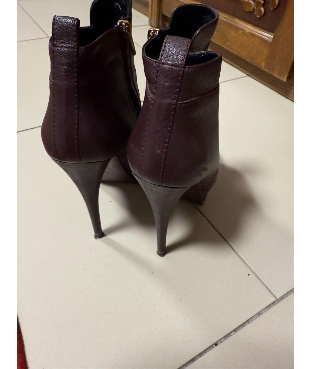 SAINT LAURENT Коричневые кожаные ботильоны, фото 4