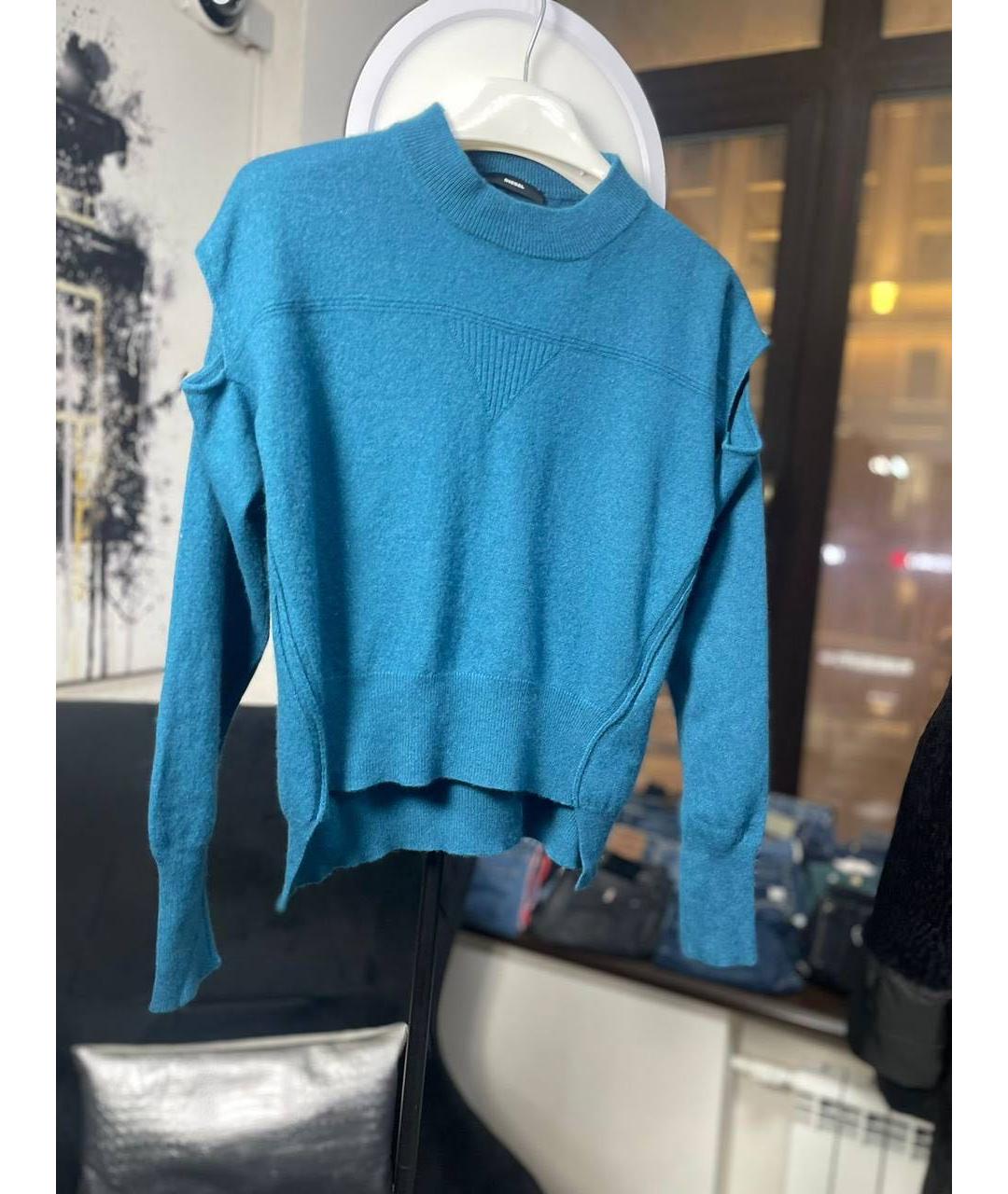 DIESEL Бирюзовый шерстяной джемпер / свитер, фото 7