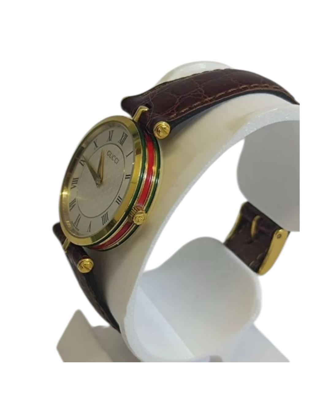 GUCCI Коричневые позолоченные часы, фото 3