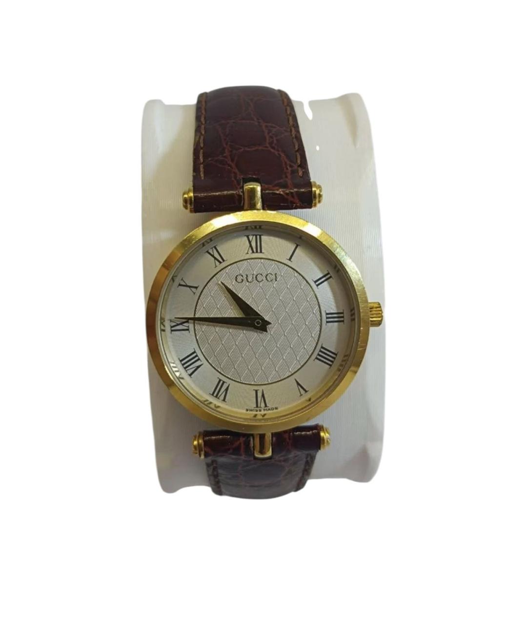 GUCCI Коричневые позолоченные часы, фото 2