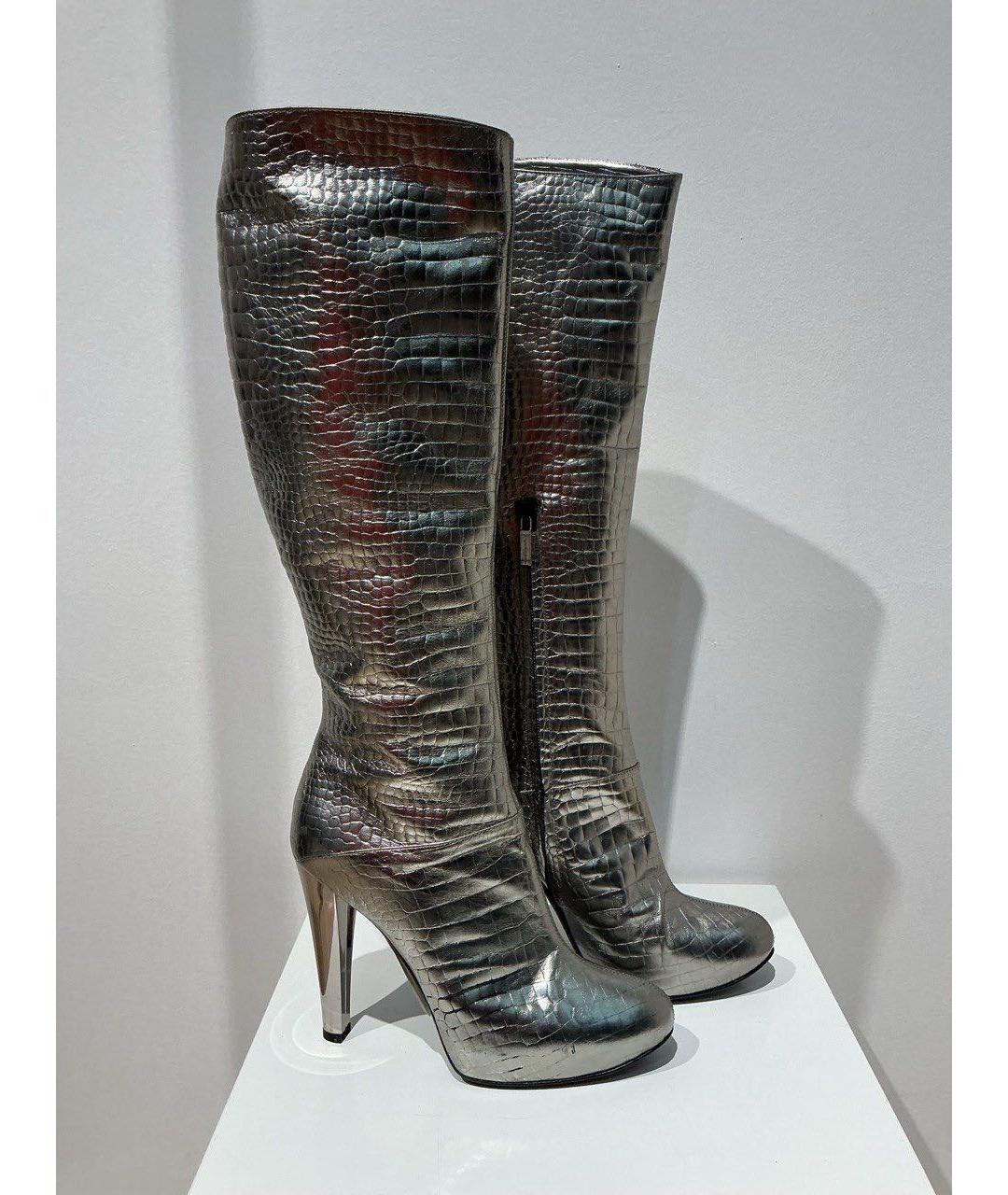 CASADEI Серебряные сапоги из лакированной кожи, фото 4