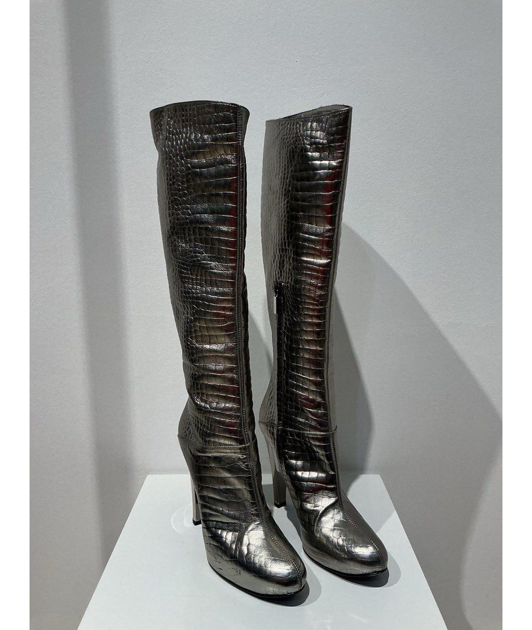 CASADEI Серебряные сапоги из лакированной кожи, фото 3