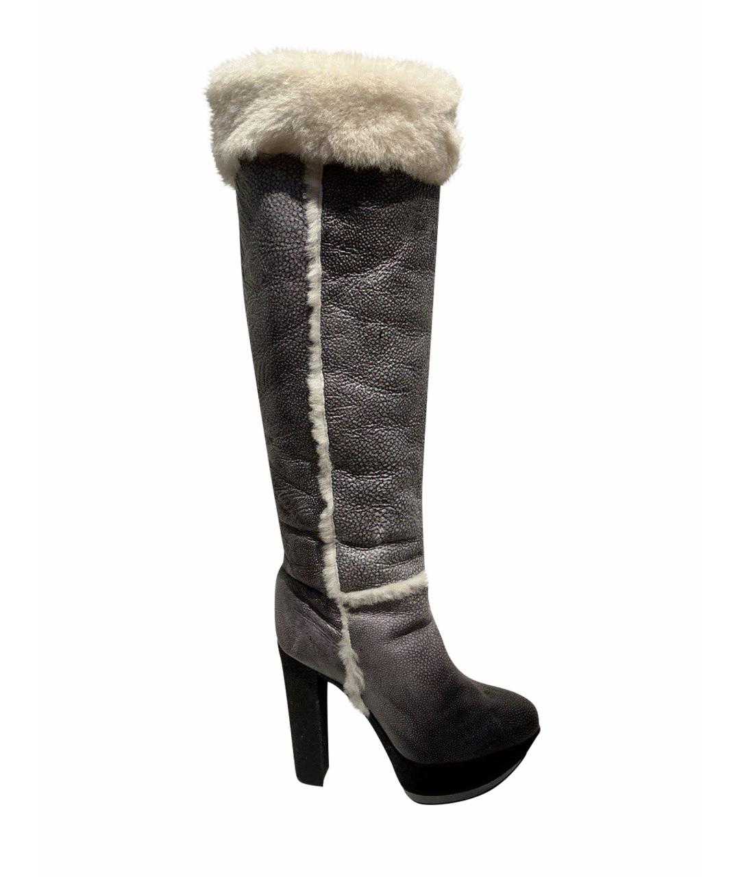 CASADEI Серые нубуковые сапоги, фото 1