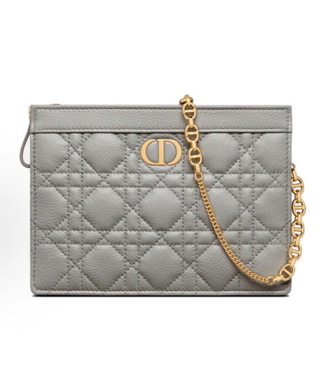 CHRISTIAN DIOR Серая кожаная сумка через плечо, фото 9
