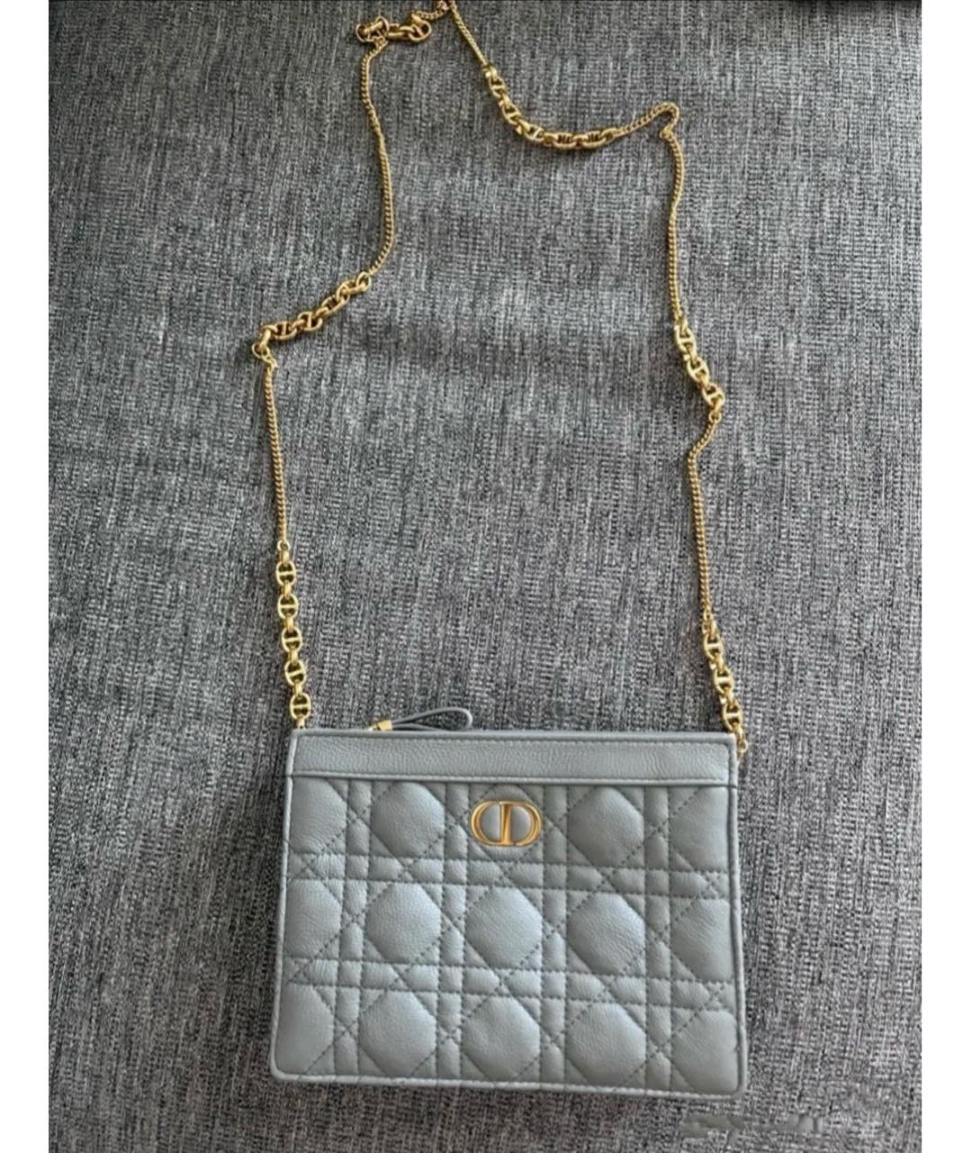 CHRISTIAN DIOR Серая кожаная сумка через плечо, фото 6