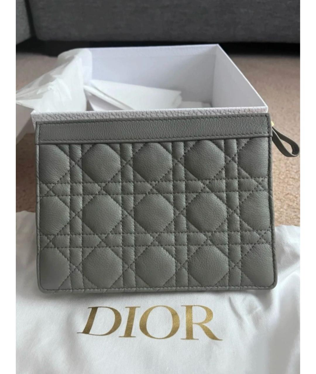CHRISTIAN DIOR Серая кожаная сумка через плечо, фото 8