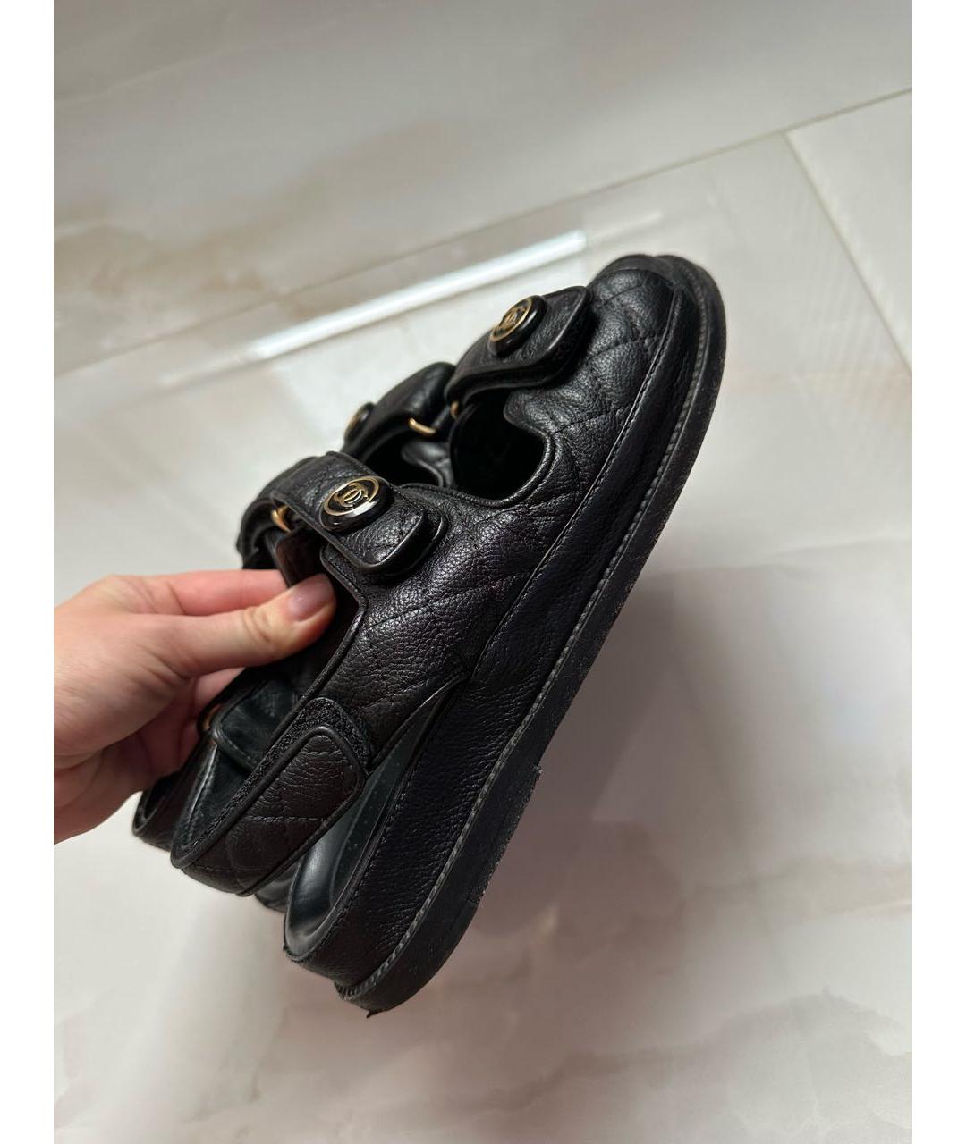 CHANEL Черные кожаные сандалии, фото 9