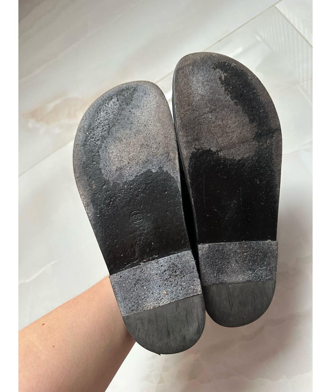 CHANEL Черные кожаные сандалии, фото 4