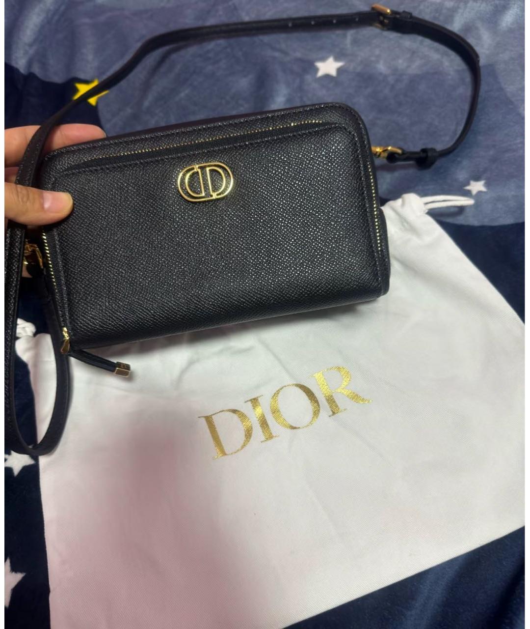 CHRISTIAN DIOR Черная кожаная сумка через плечо, фото 7