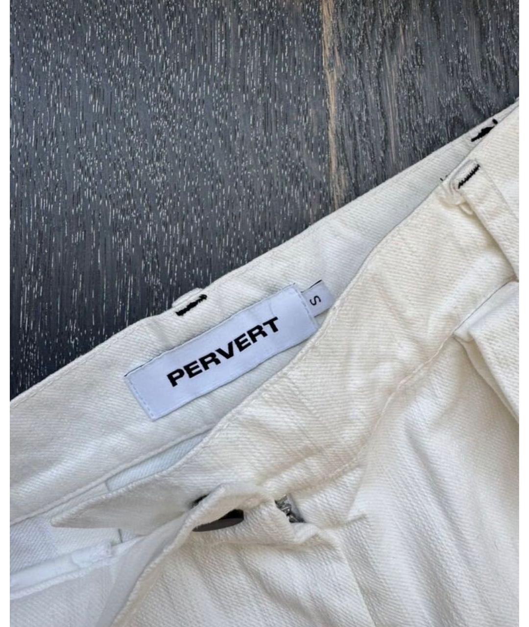 PERVERT Белые хлопковые прямые джинсы, фото 2