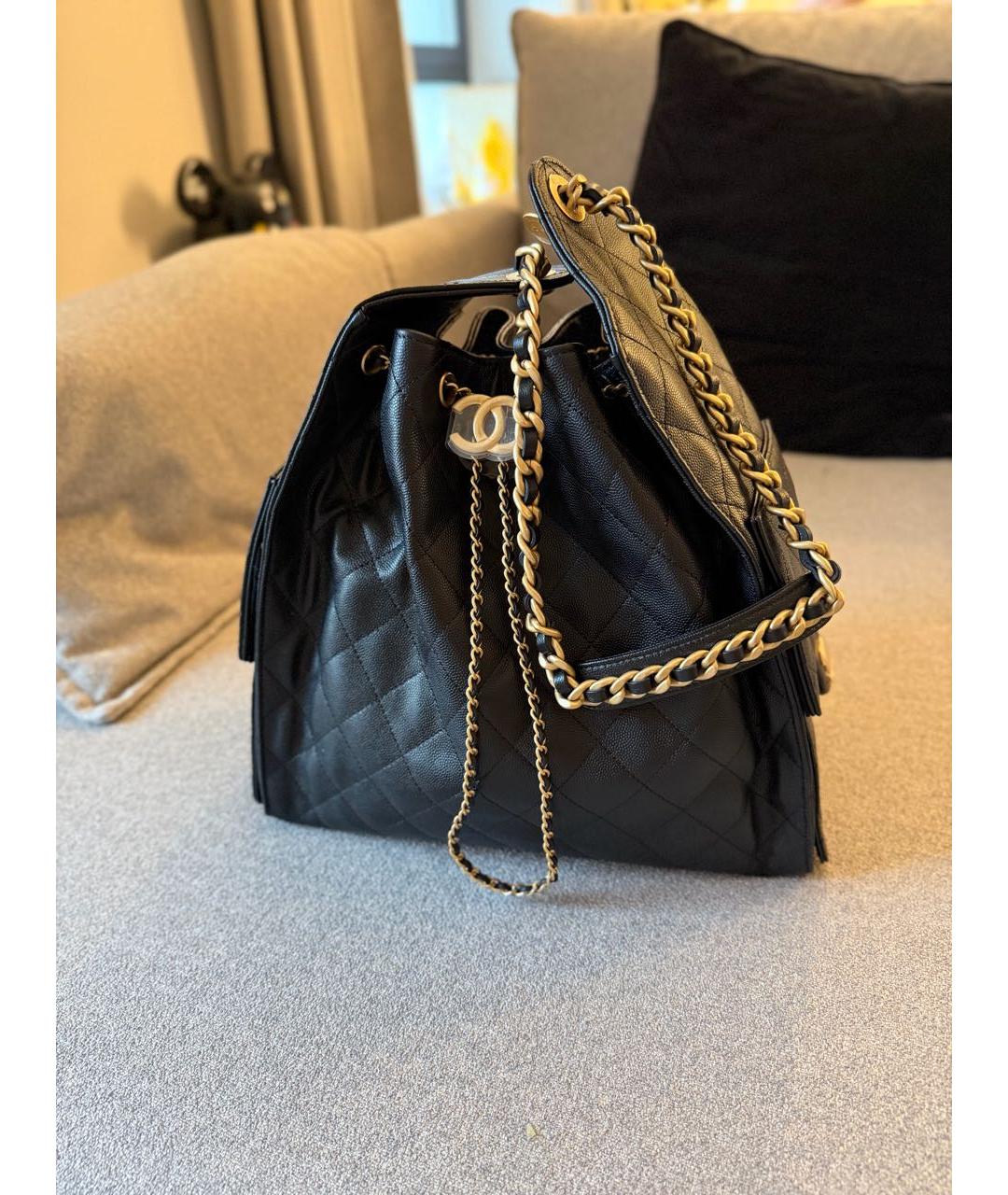 CHANEL Черная кожаная сумка через плечо, фото 6