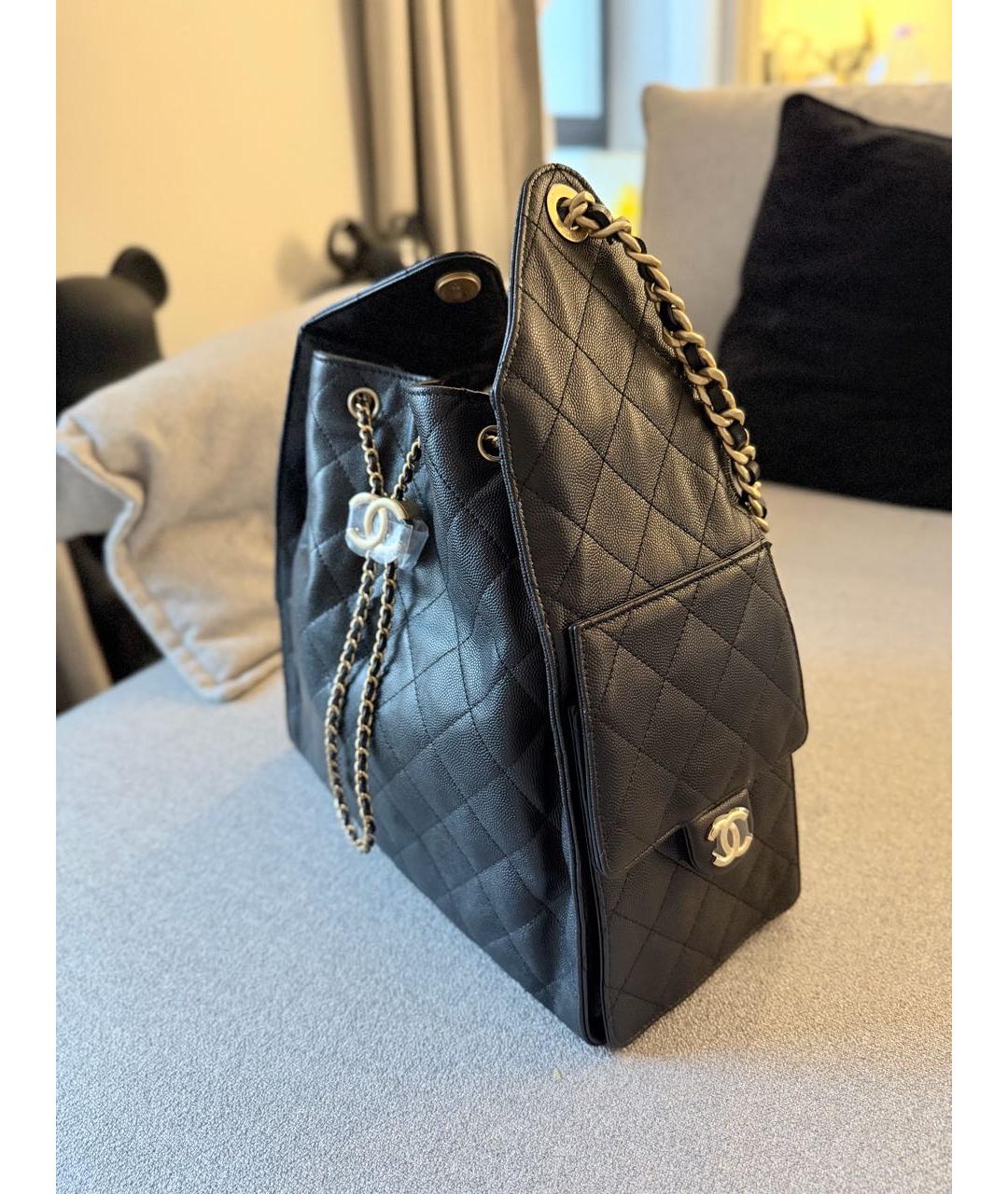 CHANEL Черная кожаная сумка через плечо, фото 5