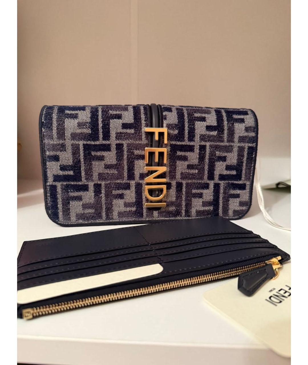 FENDI Синяя кожаная сумка через плечо, фото 3