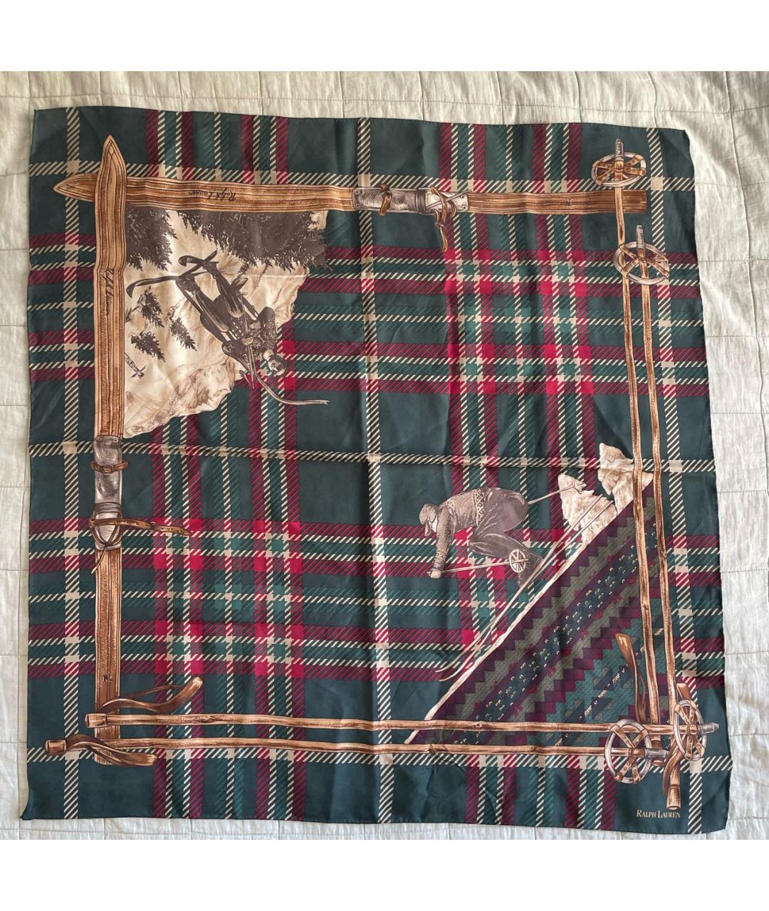 RALPH LAUREN Зеленый шелковый платок, фото 9