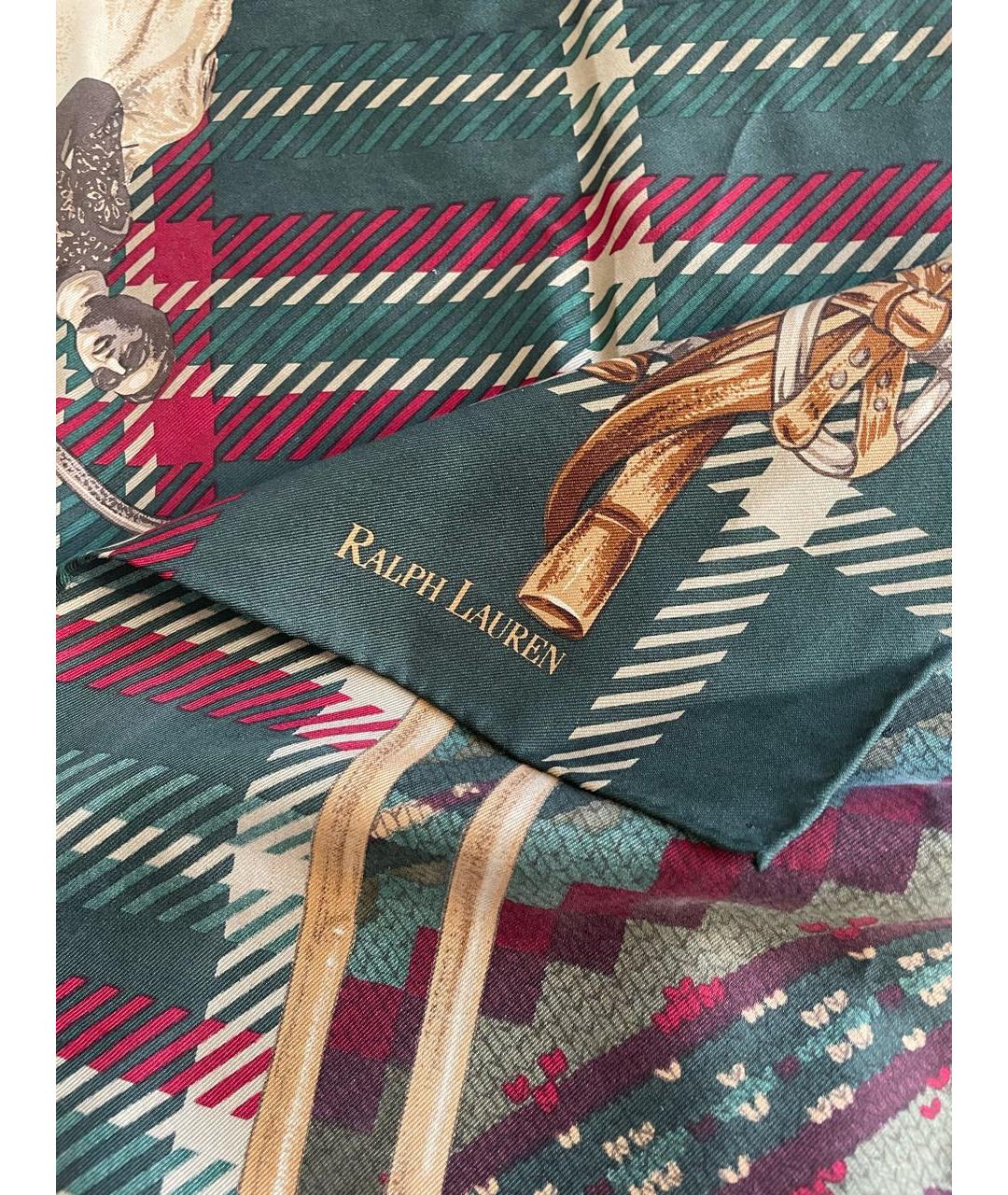 RALPH LAUREN Зеленый шелковый платок, фото 5