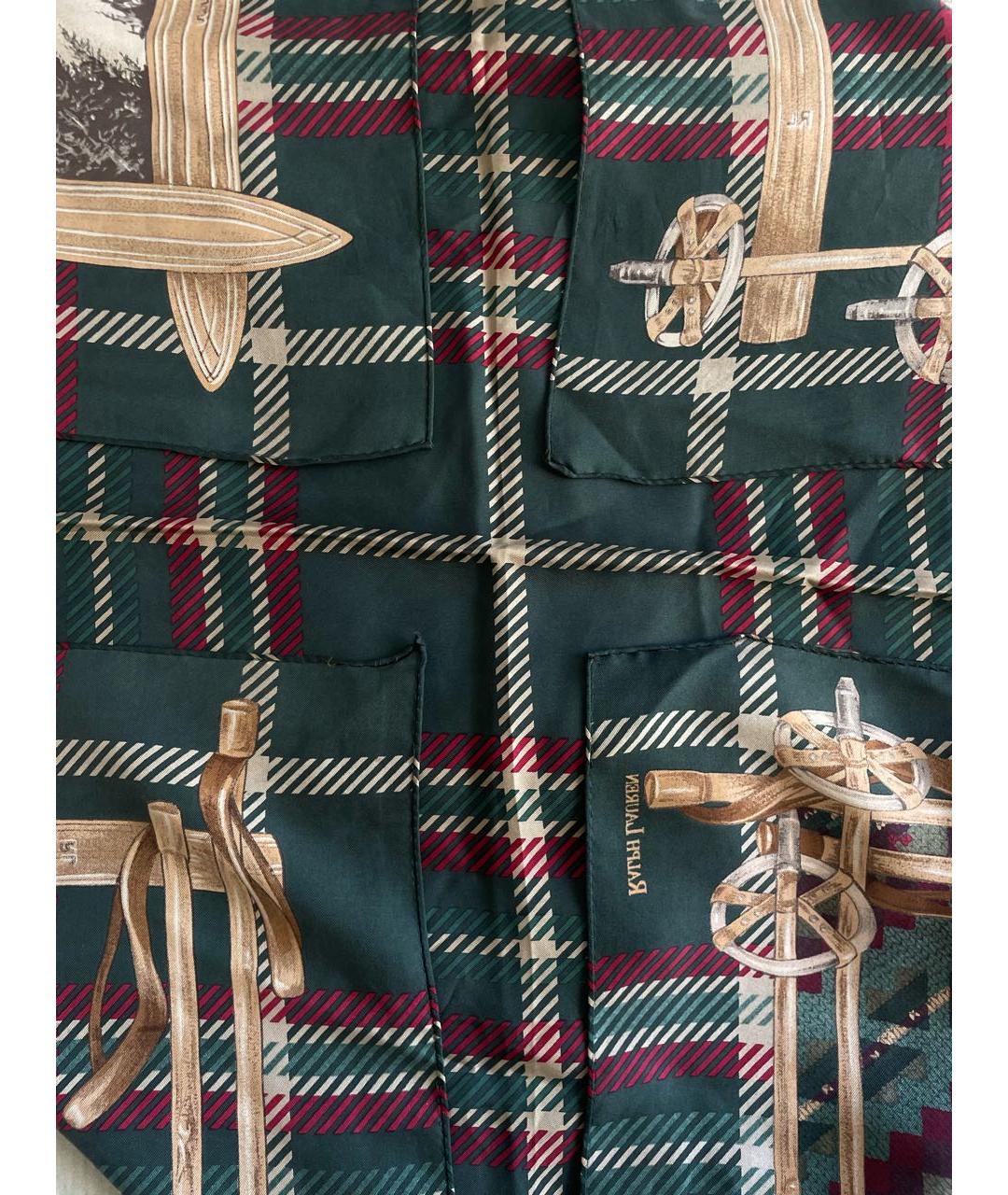 RALPH LAUREN Зеленый шелковый платок, фото 6