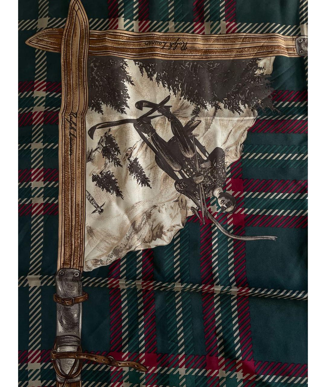 RALPH LAUREN Зеленый шелковый платок, фото 3
