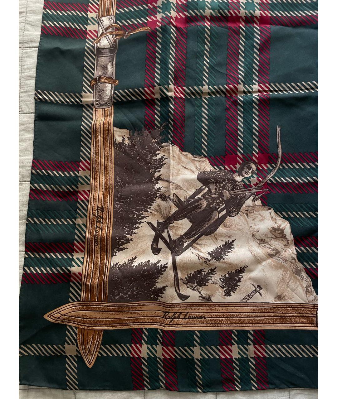 RALPH LAUREN Зеленый шелковый платок, фото 4