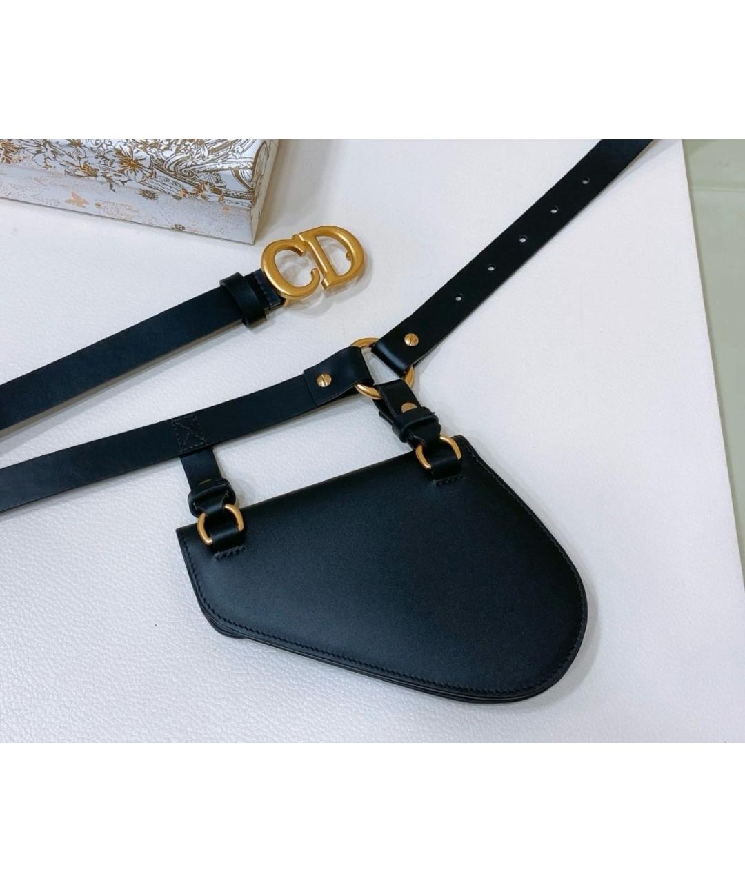 CHRISTIAN DIOR Черный кожаный ремень, фото 4