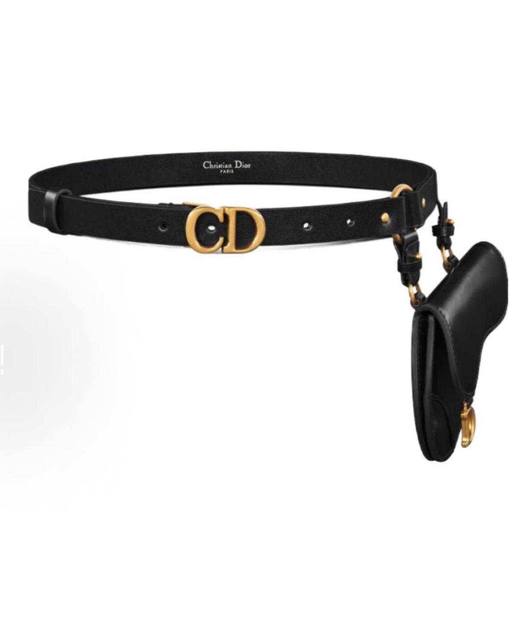CHRISTIAN DIOR Черный кожаный ремень, фото 5