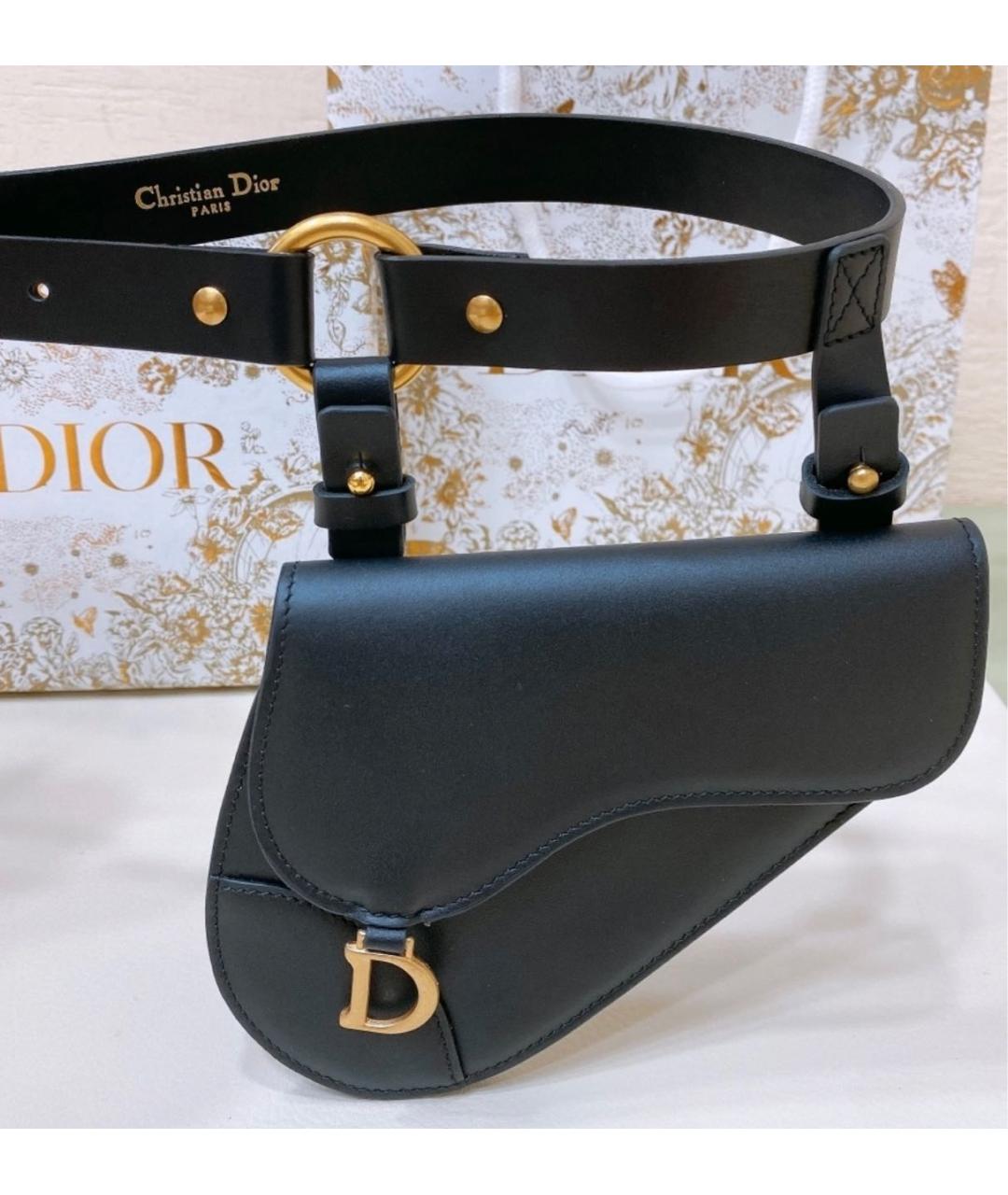 CHRISTIAN DIOR Черный кожаный ремень, фото 3