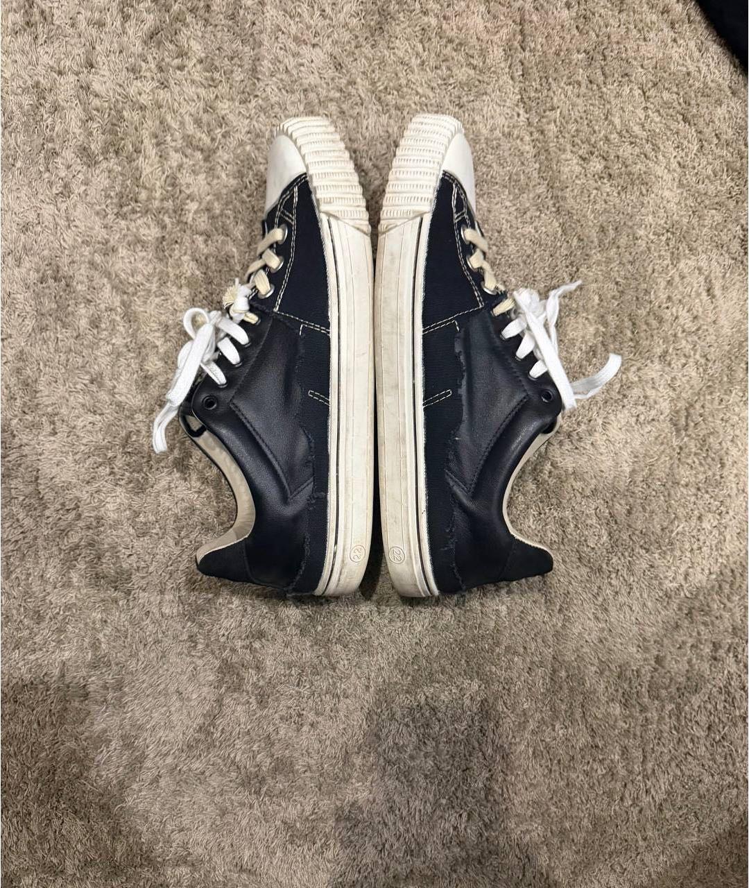 MAISON MARGIELA Антрацитовые кожаные низкие кроссовки / кеды, фото 3