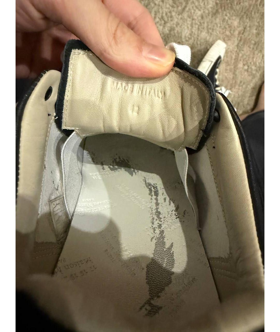 MAISON MARGIELA Антрацитовые кожаные низкие кроссовки / кеды, фото 5