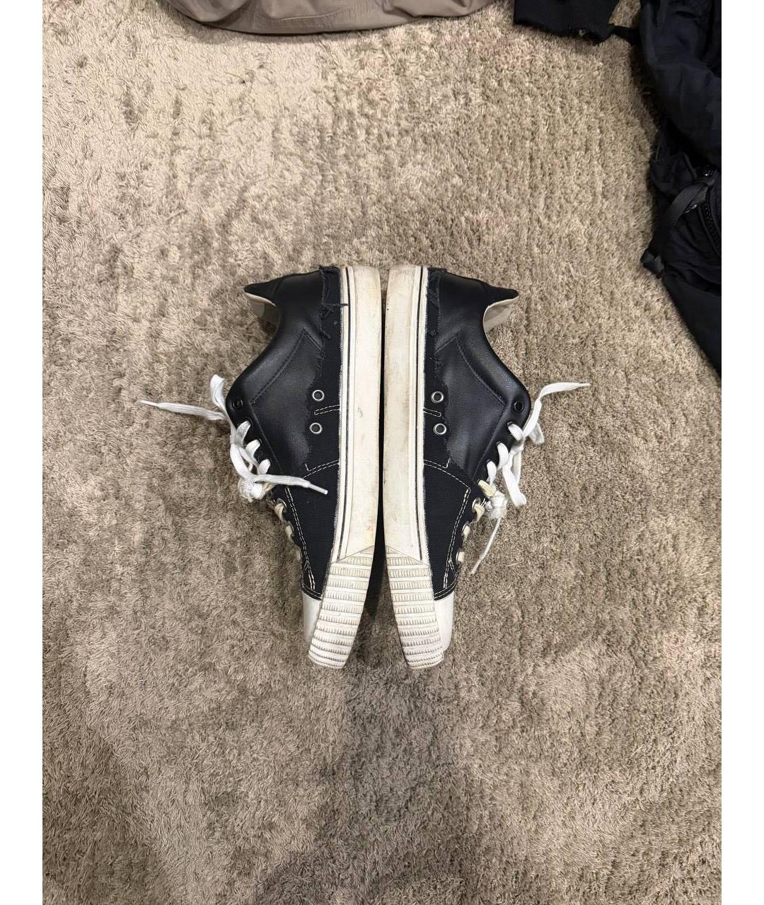 MAISON MARGIELA Антрацитовые кожаные низкие кроссовки / кеды, фото 6